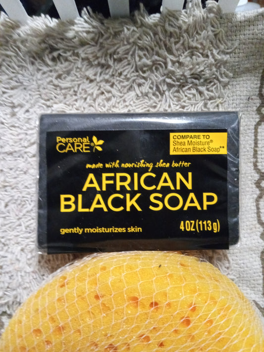 Set of 2 Black soap African sz 4.0 oz gently moisturize the skin with shea butter